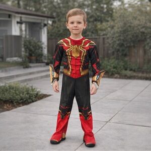 Rubies Spider Man‎ No Way Home Kids Costume Jumpsuit Small Red Black Gold